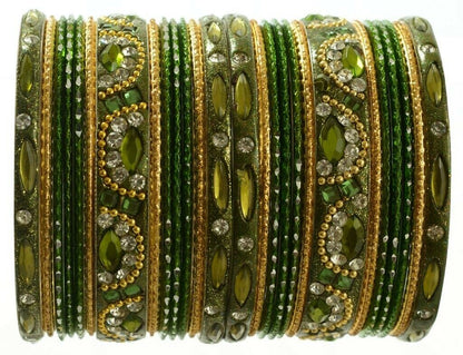 Indian Bangles Set of 26 Ethnic Bracelets Bridal Churi Kangan Green 2-6
