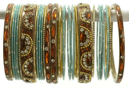 Indian Bangles Set of 26 Ethnic Bracelets Bridal Churi Kangan Wine 2-6