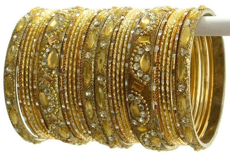 Indian Bangles Set of 26 Ethnic Bracelets Bridal Churi Kangan Cream 2-4