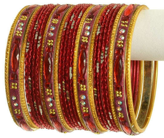 Indian Bangles Set Ethnic Traditional Bracelets Bollywood Bridal Churi 2.8 Red