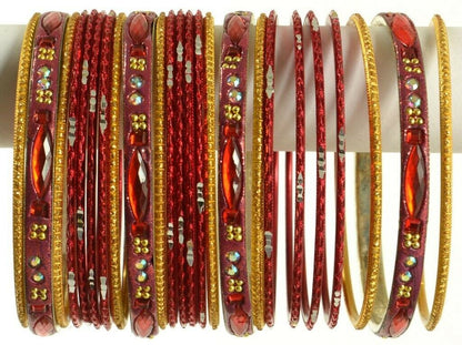 Indian Bangles Set Ethnic Traditional Bracelets Bollywood Bridal Churi 2.8 Red