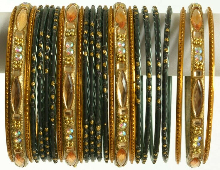 Indian Bangles Set Ethnic Traditional Bracelets Bollywood Bridal Churi 2.8 Black