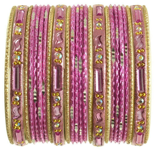 Indian Bangles Set Ethnic Traditional Bracelets Bollywood Bridal Churi 2.8 Pink