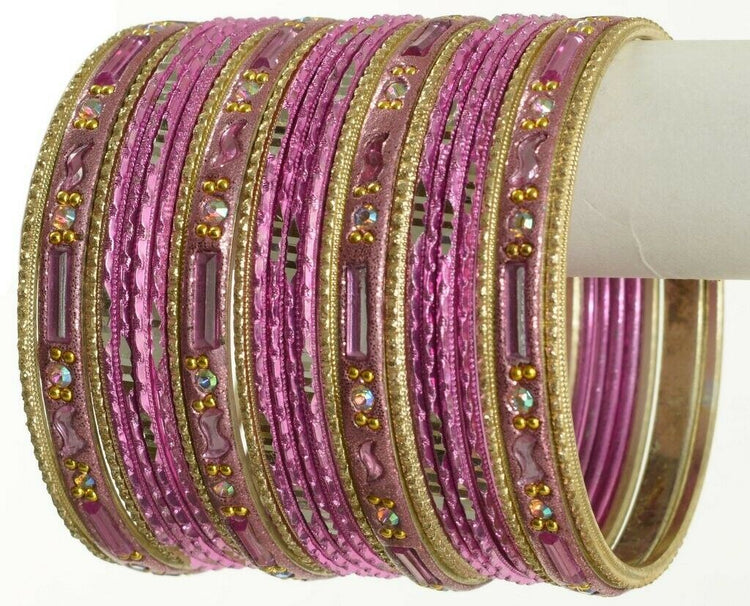 Indian Bangles Set Ethnic Traditional Bracelets Bollywood Bridal Churi 2.8 Pink