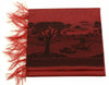 Woven Cotton Blend Indian Long Stole Banaras Ganga Ghat Dupatta Deep Red