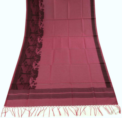 Woven Cotton Blend Indian Long Stole Banaras Ganga Ghat Dupatta Deep Deep Pink