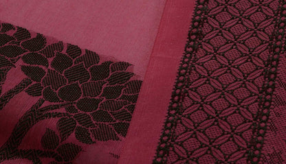 Woven Cotton Blend Indian Long Stole Banaras Ganga Ghat Dupatta Deep Deep Pink
