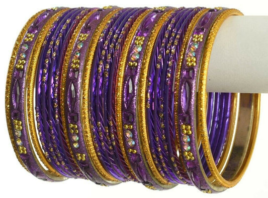 Indian Bangle Set Ethnic Traditional Bracelets Bollywood Bridal Churi 2.4 Purple