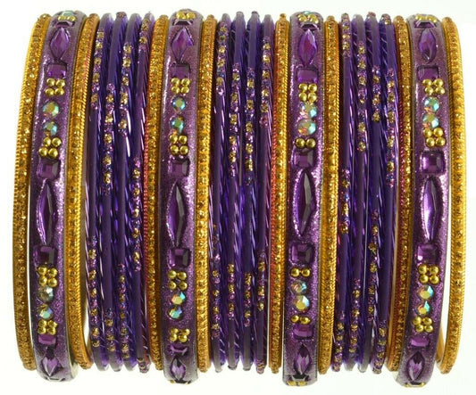 Indian Bangle Set Ethnic Traditional Bracelets Bollywood Bridal Churi 2.4 Purple