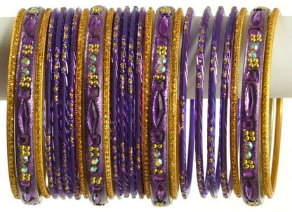 Indian Bangle Set Ethnic Traditional Bracelets Bollywood Bridal Churi 2.4 Purple
