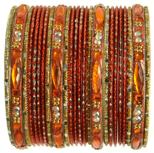 Indian Bangle Set Ethnic Traditional Bracelets Bollywood Bridal Churi 2.8 Orange