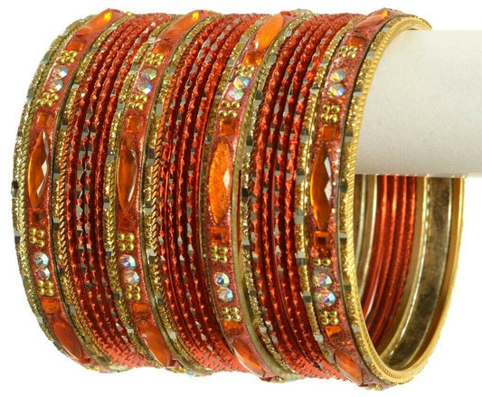 Indian Bangle Set Ethnic Traditional Bracelets Bollywood Bridal Churi 2.8 Orange