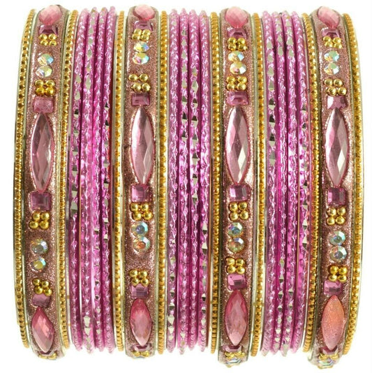 Indian Bangles Set Ethnic Traditional Bracelets Bollywood Bridal Churi 2.8 Pink