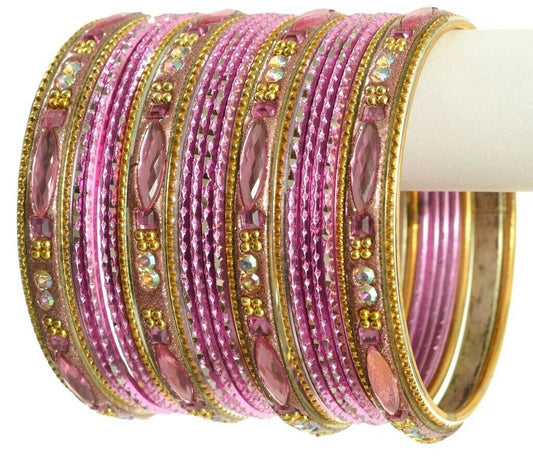 Indian Bangles Set Ethnic Traditional Bracelets Bollywood Bridal Churi 2.8 Pink