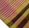 Woven Check Pattern Indian Ethnic Cotton Blend Saree Sari Fabric Pink & Cream