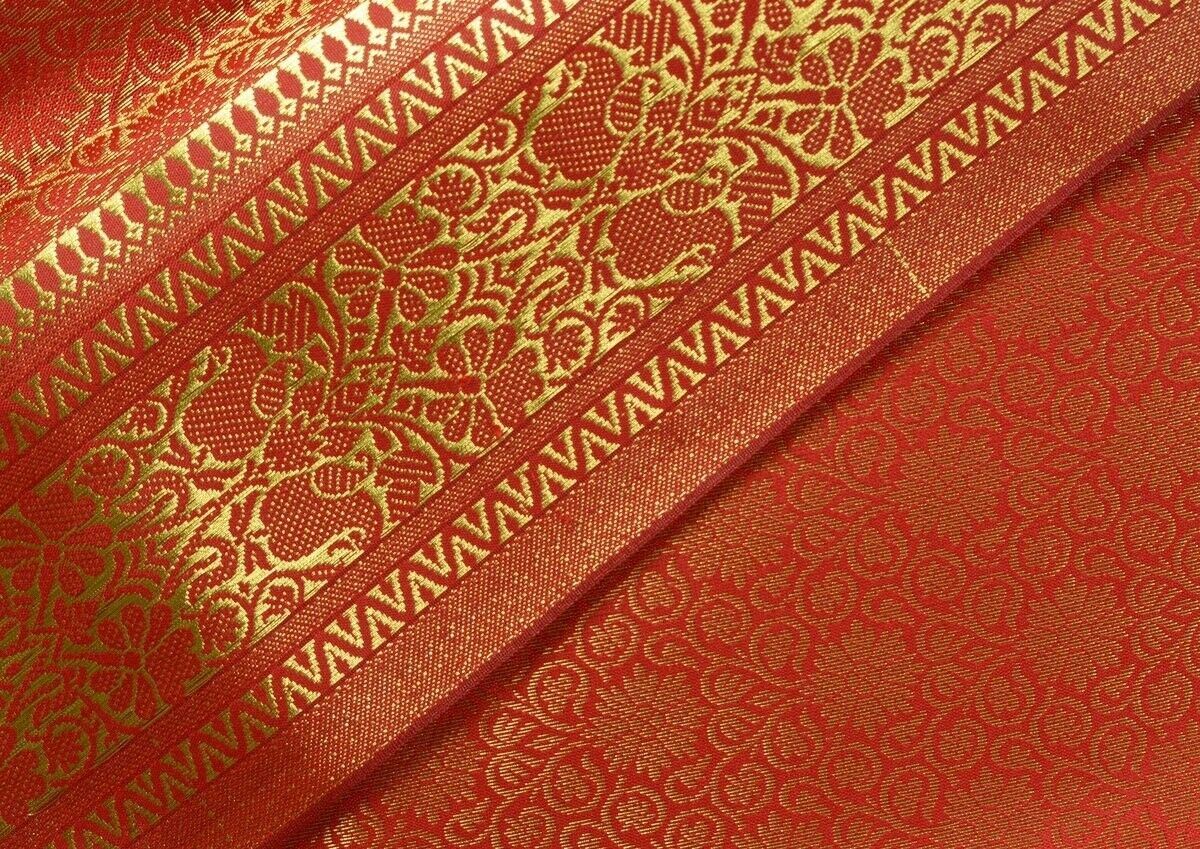 Indian Art Silk Woven Zari Brocade Long Stole Banarasi Dupatta Shawl Maroon