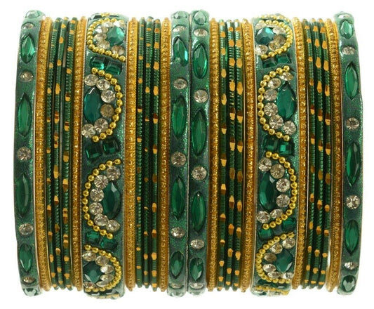 Indian Bangles Set of 26 Ethnic Bracelets Bridal Churi Kangan Green 2-6