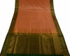 Indian Art Silk Sari Woven Zari & Self Brocade Wedding Saree Fabric Orangish Pea