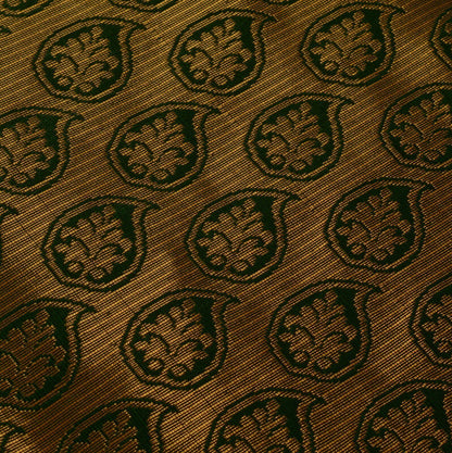 Indian Art Silk Sari Woven Zari & Self Brocade Wedding Saree Fabric Orangish Pea