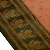 Indian Art Silk Sari Woven Zari & Self Brocade Wedding Saree Fabric Orangish Pea