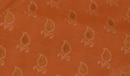 Indian Art Silk Sari Woven Zari & Self Brocade Wedding Saree Fabric Orangish Pea