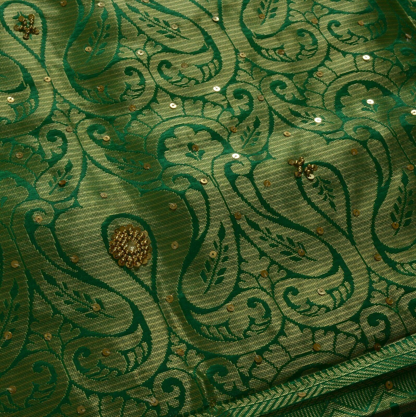 Bollywood Saree Hand Beaded Embroiderd Zari Woven Banarasi Sari Garnet