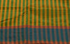 Woven Check Pattern Indian Ethnic Cotton Blend Saree Sari Fabric Saffron & Green