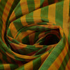 Woven Check Pattern Indian Ethnic Cotton Blend Saree Sari Fabric Saffron & Green