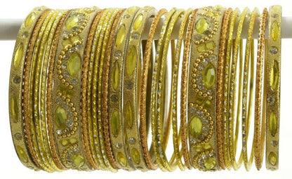 Indian Bangles Set of 26 Ethnic Bracelets Bridal Churi Kangan Lemon 2-6