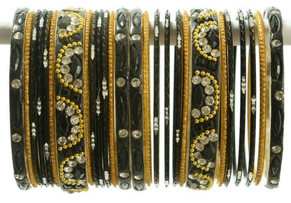 Indian Bangles Set of 26 Ethnic Bracelets Bridal Churi Kangan Black 2-6