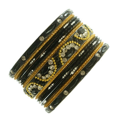 Indian Bangles Set of 26 Ethnic Bracelets Bridal Churi Kangan Black 2-6
