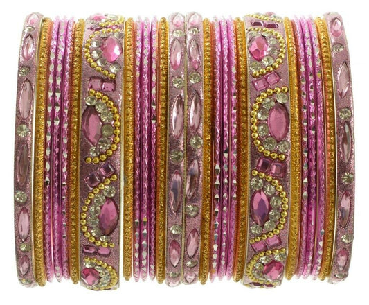Indian Bangles Set of 26 Ethnic Bracelets Bridal Churi Kangan Pink 2-8