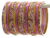 Indian Bangles Set of 26 Ethnic Bracelets Bridal Churi Kangan Pink 2-8