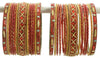 Indian Bangles Set of 26 Ethnic Bracelets Traditional Churi Kangan Red 2-8