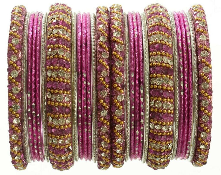 Indian Bangles Set Ethnic Traditional Bracelets Bollywood Bridal Churi 2.8 Pink