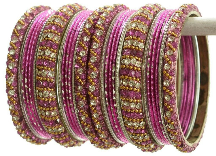 Indian Bangles Set Ethnic Traditional Bracelets Bollywood Bridal Churi 2.8 Pink