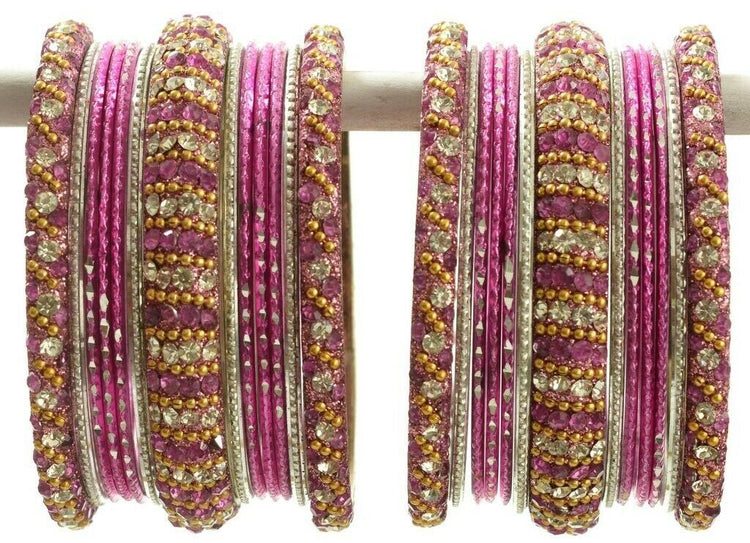 Indian Bangles Set Ethnic Traditional Bracelets Bollywood Bridal Churi 2.8 Pink