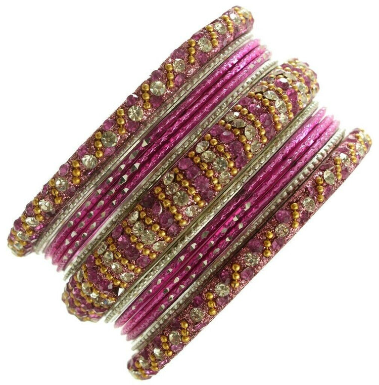 Indian Bangles Set Ethnic Traditional Bracelets Bollywood Bridal Churi 2.8 Pink