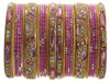 Indian Bangles Set of 26 Ethnic Bracelets Bridal Churi Kangan Pink Golden 2-8