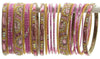 Indian Bangles Set of 26 Ethnic Bracelets Bridal Churi Kangan Pink Golden 2-8