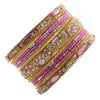 Indian Bangles Set of 26 Ethnic Bracelets Bridal Churi Kangan Pink Golden 2-8
