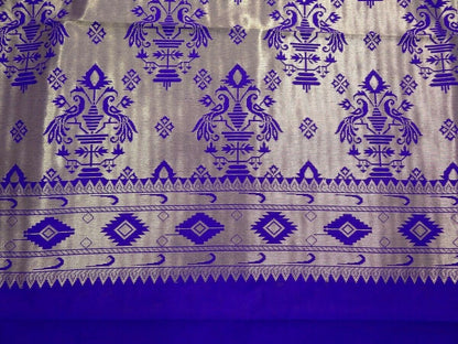 Banarasi Saree Indian Art Silk Woven Zari Brocade Sari Fabric Peach