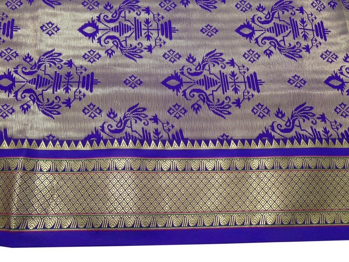 Banarasi Saree Indian Art Silk Woven Zari Brocade Sari Fabric Peach