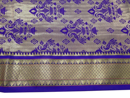 Banarasi Saree Indian Art Silk Woven Zari Brocade Sari Fabric Peach