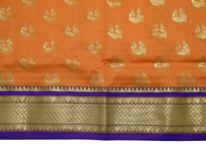Banarasi Saree Indian Art Silk Woven Zari Brocade Sari Fabric Peach