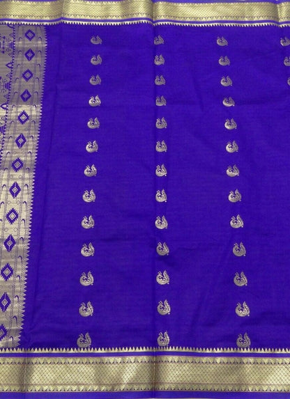 Banarasi Saree Indian Art Silk Woven Zari Brocade Sari Fabric Peach