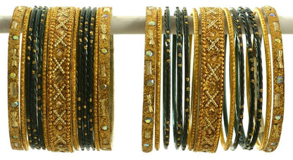 Indian Bangles Set of 26 Ethnic Bracelets Traditional Churi Kangan Black 2-8