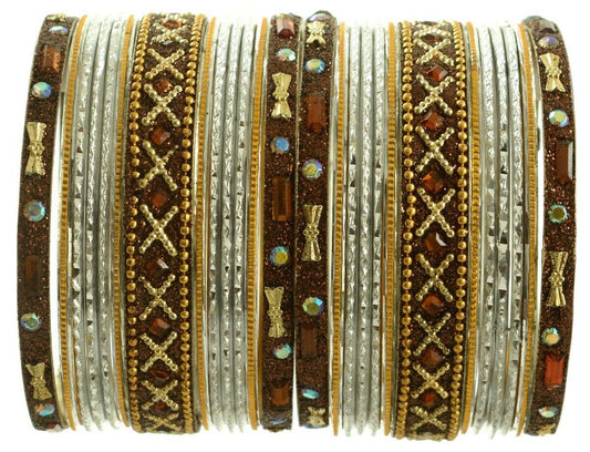 Indian Bangles Set of 26 Ethnic Bracelets Traditional Churi Kangan White 2-8