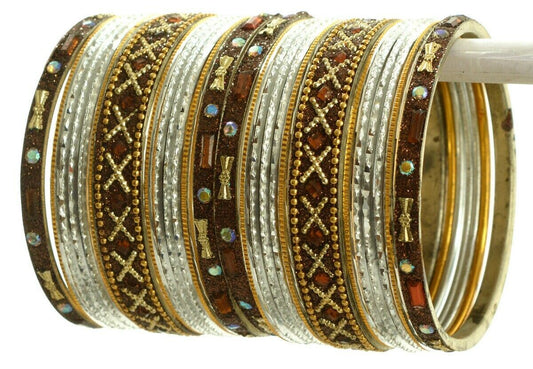 Indian Bangles Set of 26 Ethnic Bracelets Traditional Churi Kangan White 2-8