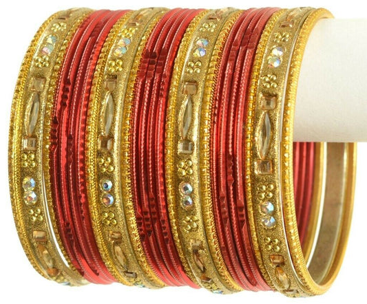 Indian Bangles Set Ethnic Traditional Bracelets Bollywood Bridal Churi 2.6 Red &